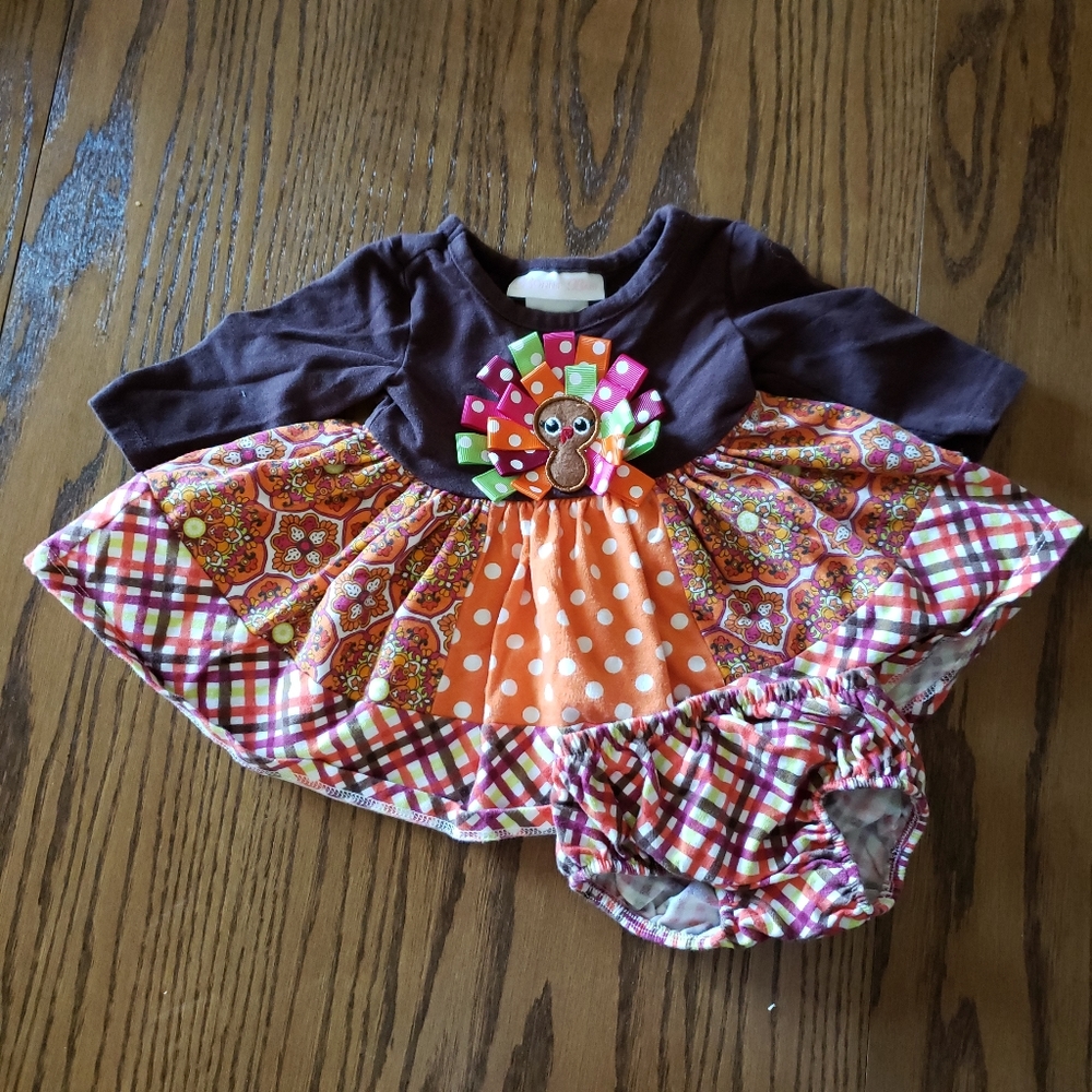 Bonnie Baby Thanksgiving Dress Set 0-3 Months EUC